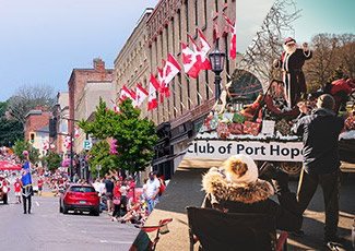 Santa Claus on float and the Canada Day parade in Port Hope